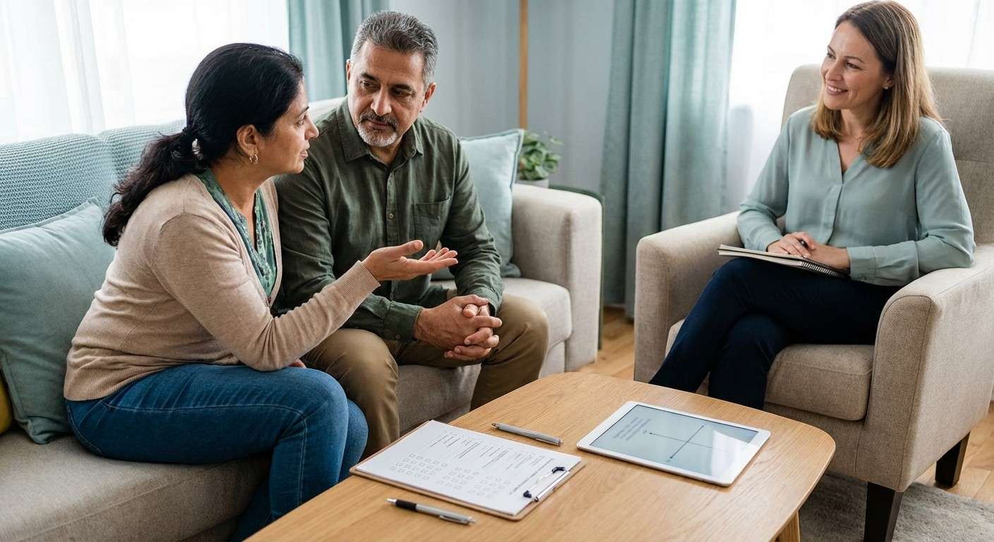 تصویری مفهومی از مقیاس دلبستگی بزرگسال (AAS) که نمادهای صمیمیت، اضطراب و وابستگی را در یک رابطه نشان می‌دهد.