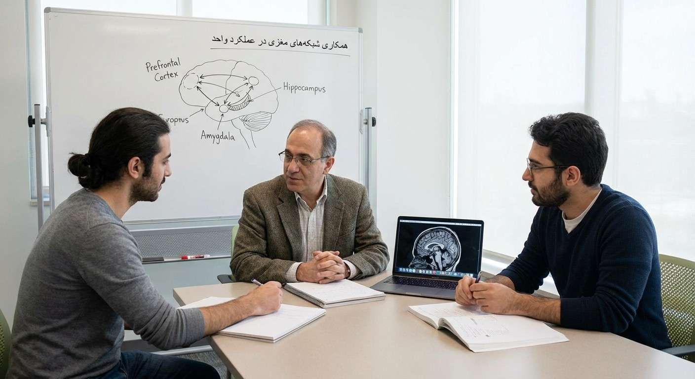 نموداری ساده از همکاری بخش‌های مختلف مغز برای یک عملکرد واحد