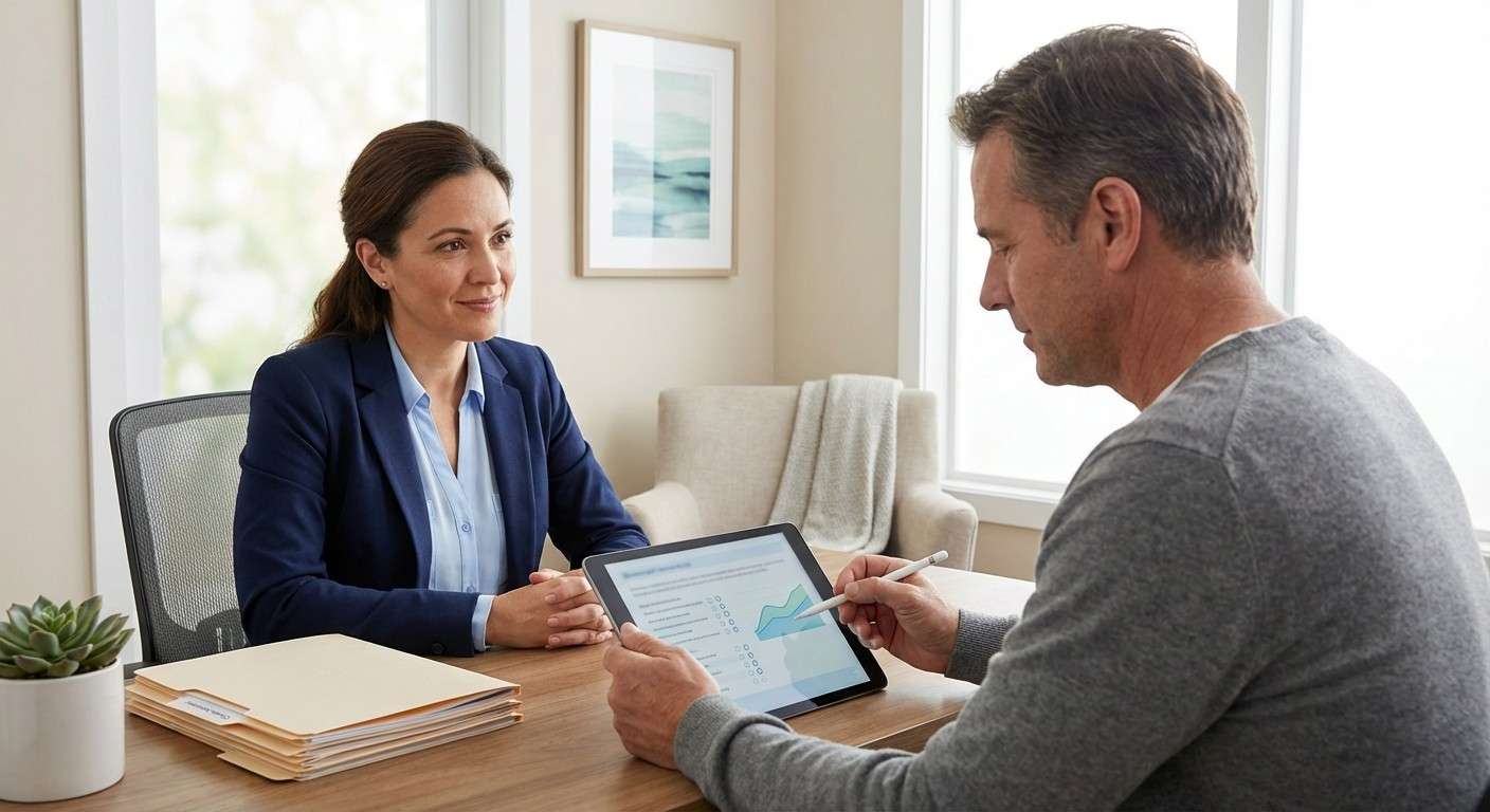 فردی در حال پر کردن یک پرسشنامه سلامت روان در محیطی آرام و حمایتی.