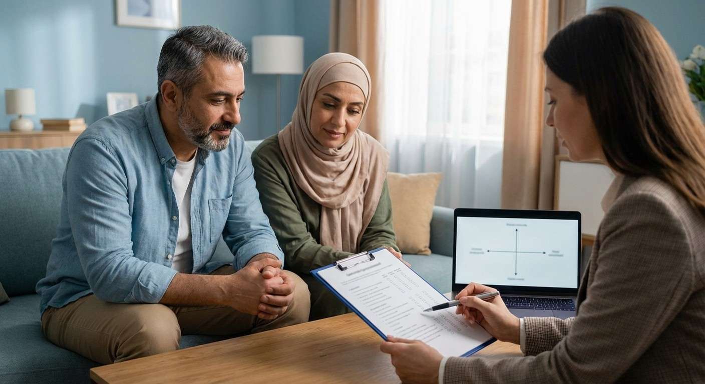 تصویر مفهومی از یک پروفایل روانشناختی که ابعاد مختلف دلبستگی را به صورت طیفی نشان می‌دهد.