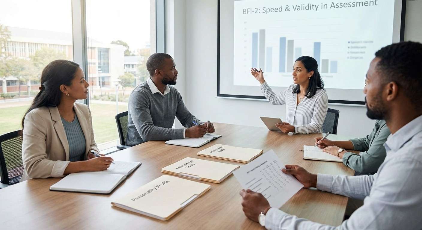 تصویر مفهومی پرسشنامه BFI-2 که سرعت و اعتبار در سنجش شخصیت را نشان می‌دهد.