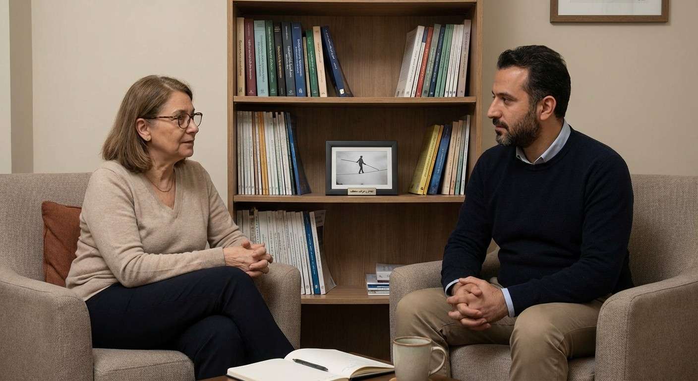 یک بندباز که با مهارت روی طناب راه می‌رود، نماد تعادل و حرکت منعطف بین حالت‌های مختلف خود.