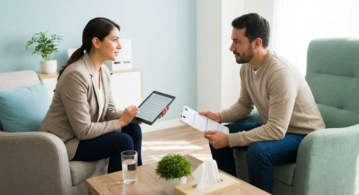 جلسه مشاوره برای ارزیابی تروما در یک محیط امن و حرفه‌ای