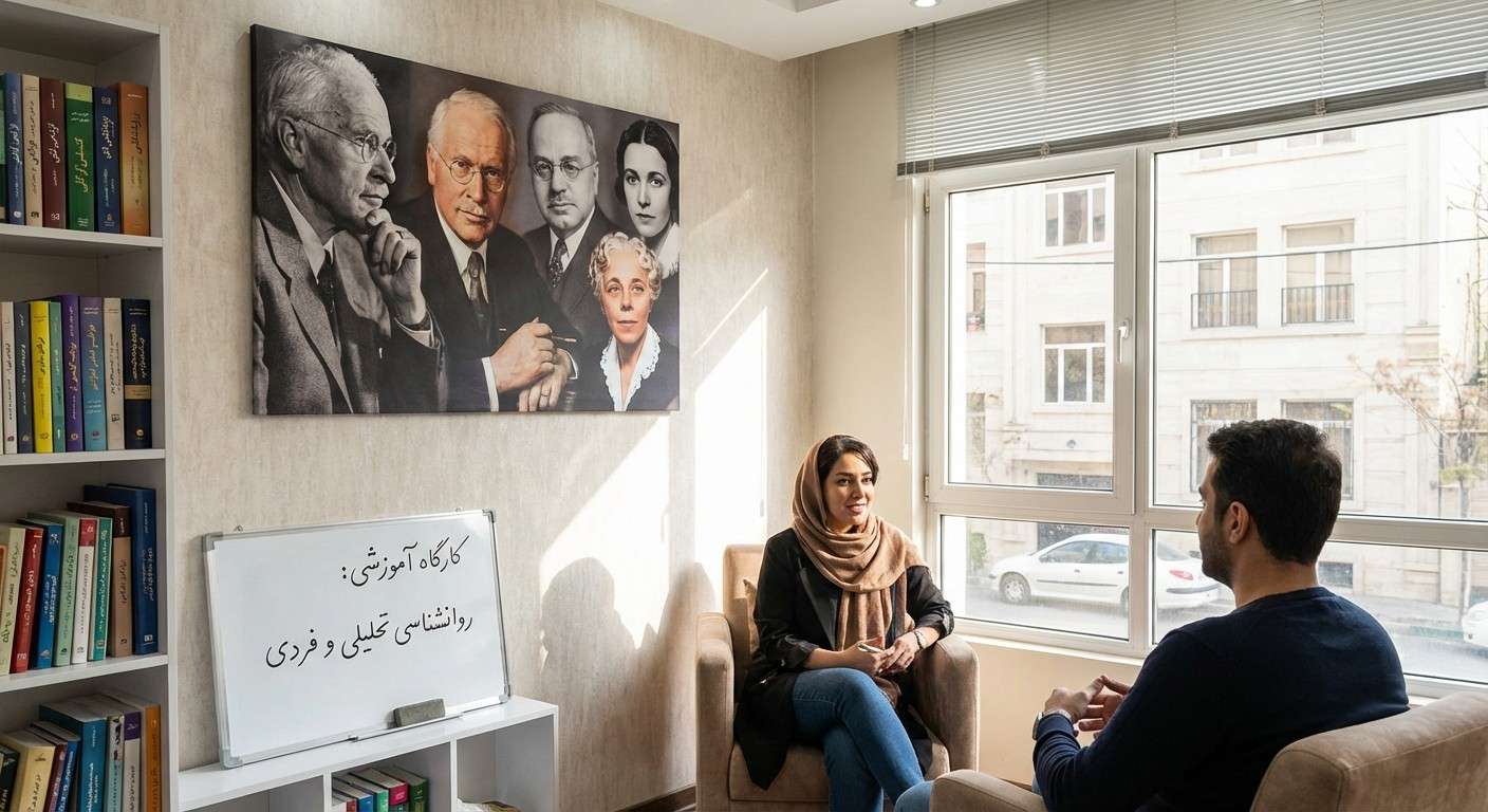 تصویر مونتاژی از چهره‌های کارل یونگ، آلفرد آدلر و کارن هورنای.