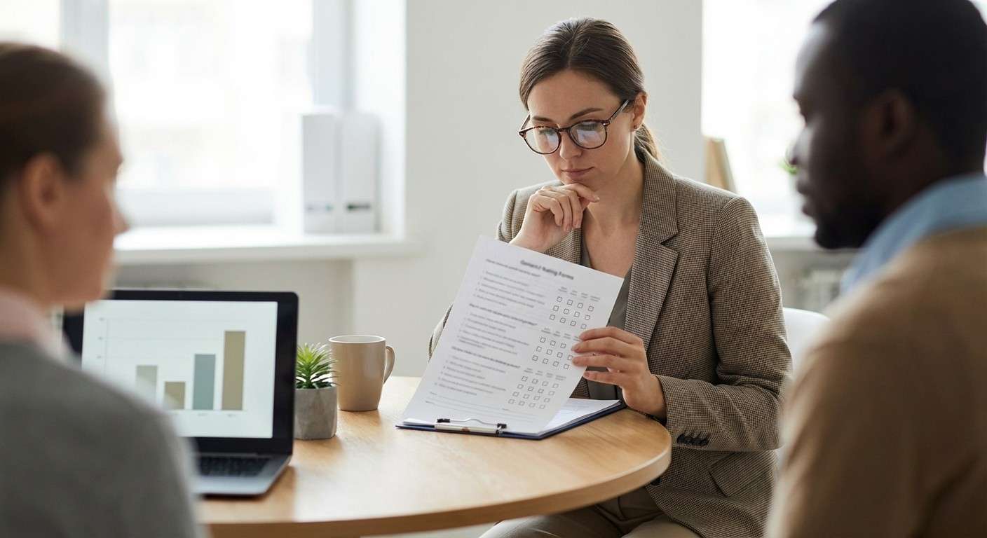 یک روانشناس مدرسه در حال بررسی نتایج مقیاس GARS-3 برای تصمیم‌گیری در مورد نیاز به ارجاع یک دانش‌آموز.