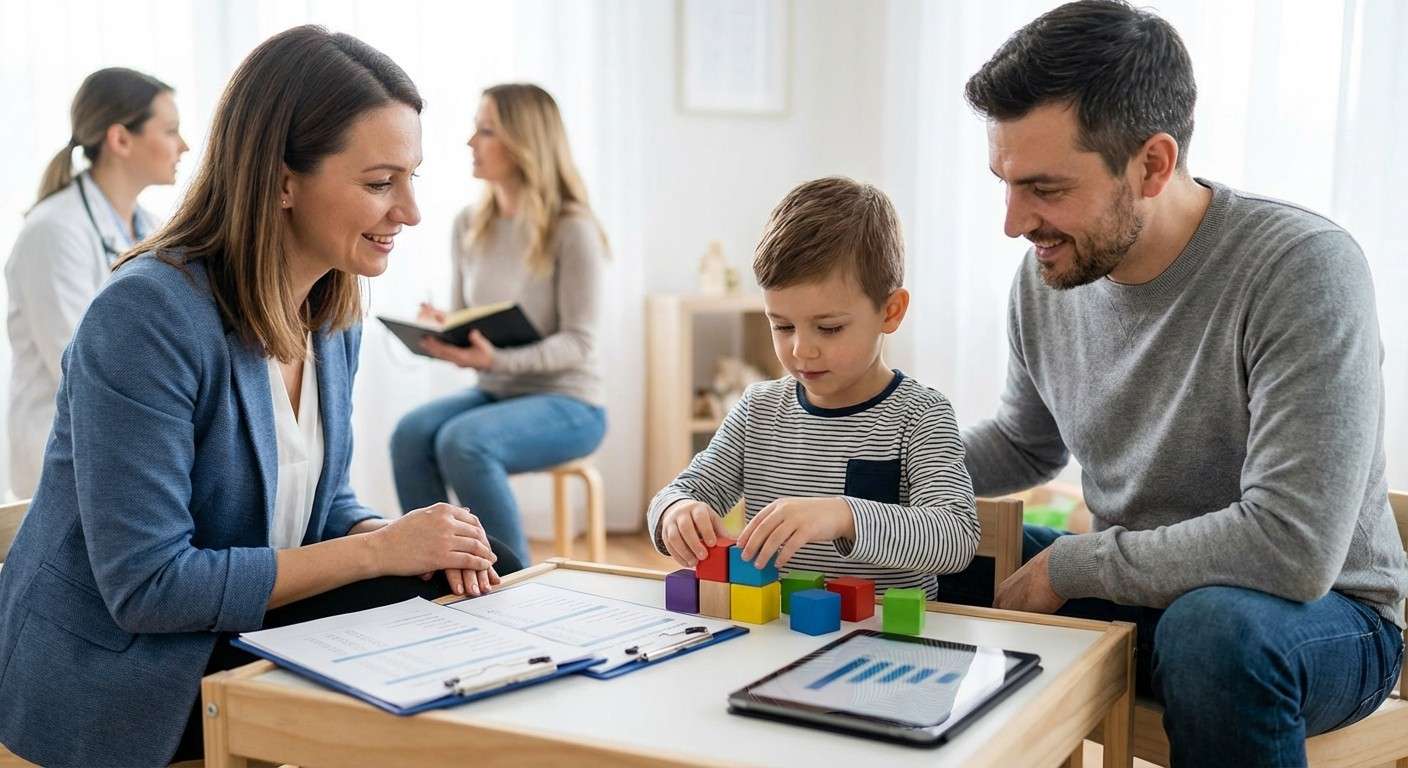 نموداری که GARS-3 را به عنوان اولین مرحله غربالگری نشان می‌دهد که به ارزیابی‌های جامع‌تر و یک تیم تشخیصی چندتخصصی منجر می‌شود.