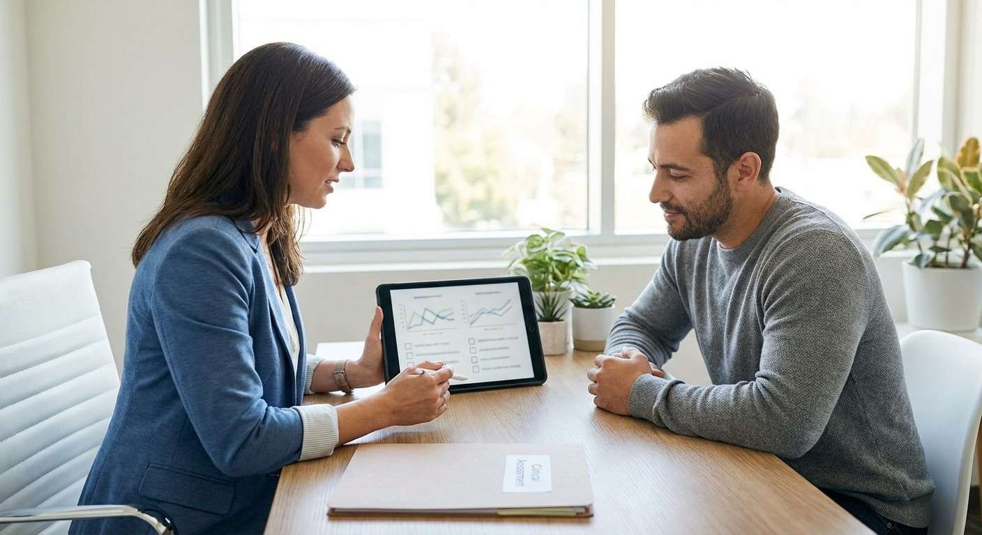 تصویری مفهومی از مقیاس افسردگی همیلتون (HAM-D) که یک متخصص از آن در ارزیابی بالینی استفاده می‌کند.