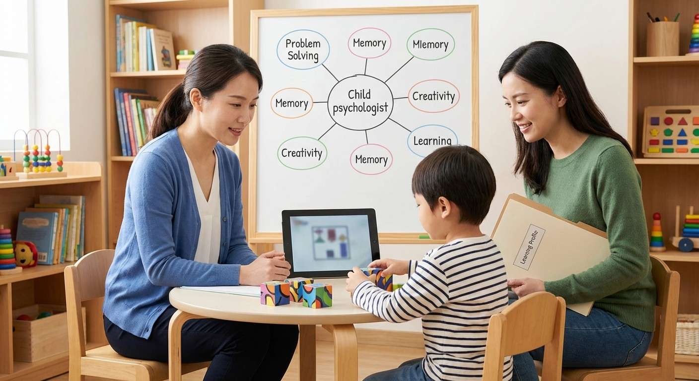 یک معلم با حوصله در حال توضیح یک مفهوم با استفاده از یک نقشه ذهنی به یک دانش‌آموز.