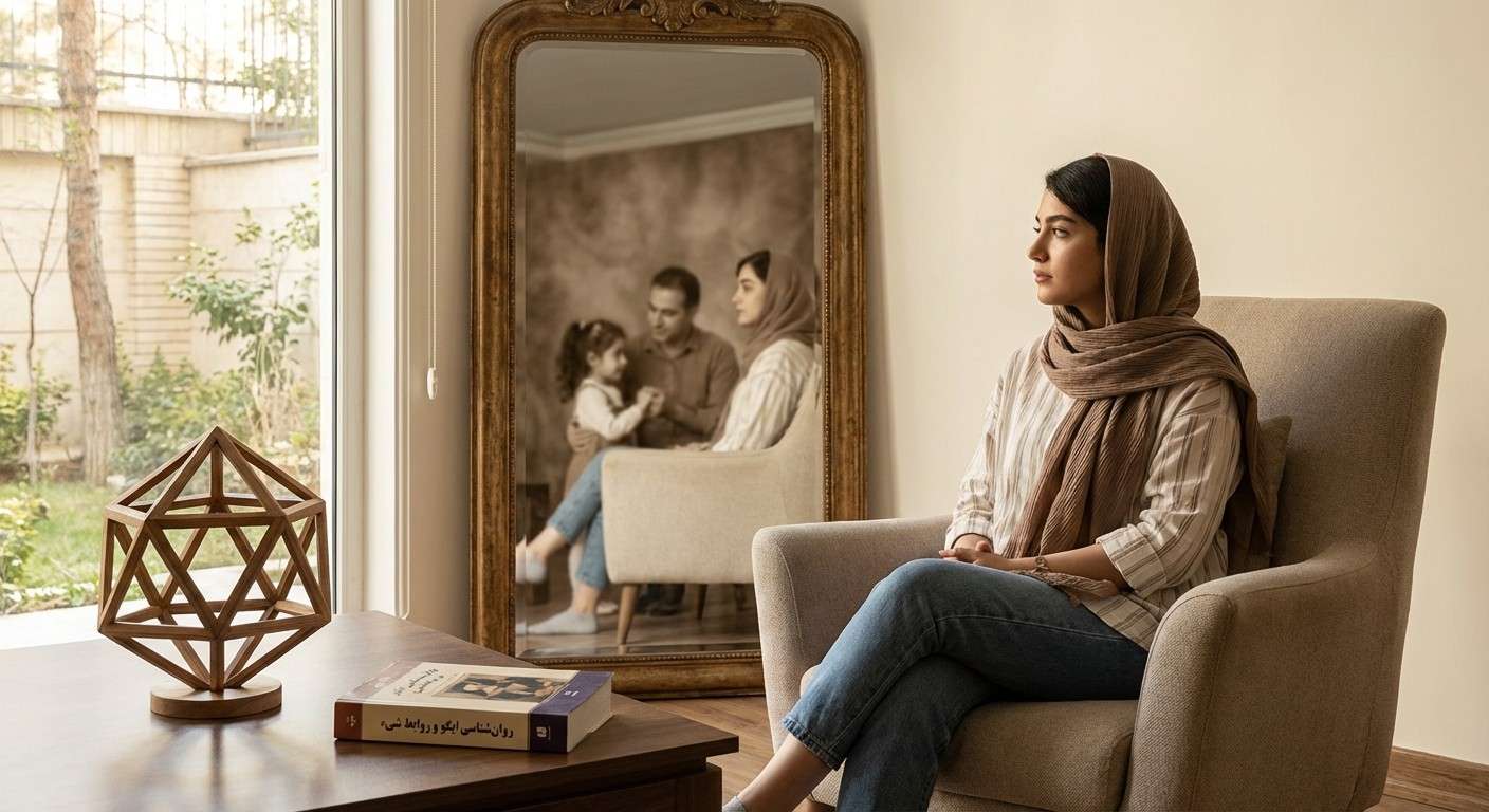 تصویری مفهومی که ارتباط بین روابط درونی‌شده کودکی (روابط شیء) و ساختار منظم ایگو (روان‌شناسی ایگو) را نشان می‌دهد.