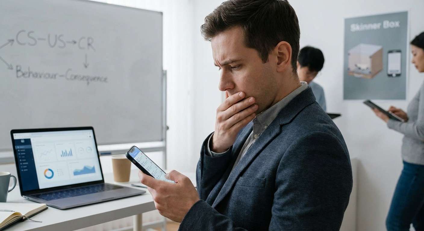 تصویری از یک فرد که با دیدن نوتیفیکیشن گوشی هوشمند خود، واکنشی هیجانی نشان می‌دهد.