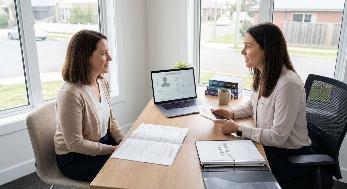 تصویر مفهومی مصاحبه بالینی SCID-5-PD که فرآیند دقیق و ساختاریافته تشخیص اختلالات شخصیت را نشان می‌دهد.