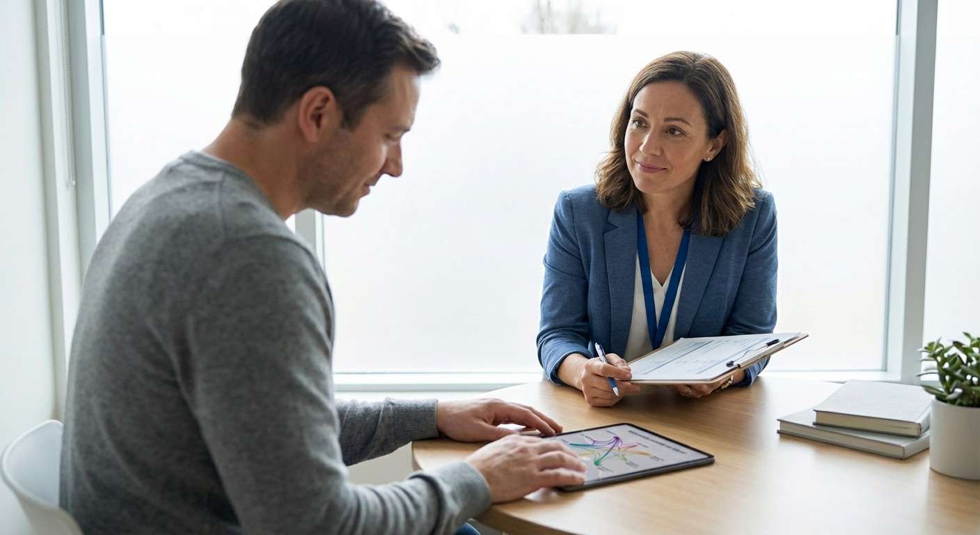 تصویر مفهومی آزمون SCL-90-R که نقشه چندبعدی ناراحتی‌های روان‌شناختی یک فرد را نمایش می‌دهد.