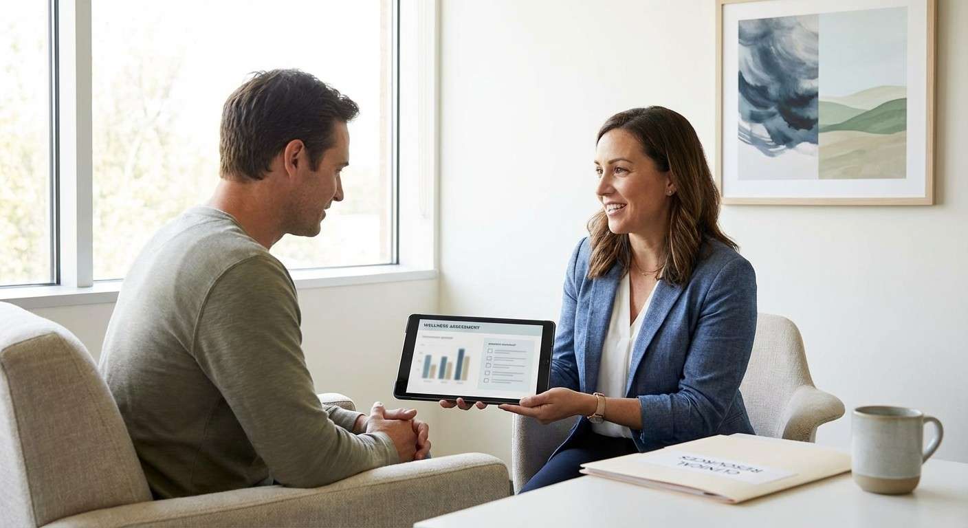 تصویری که دو حالت آب و هوا را نشان می‌دهد: یک سمت آسمان طوفانی و بارانی (اضطراب حالت) و سمت دیگر یک الگوی آب و هوایی کلی یک منطقه (اضطراب صفت).