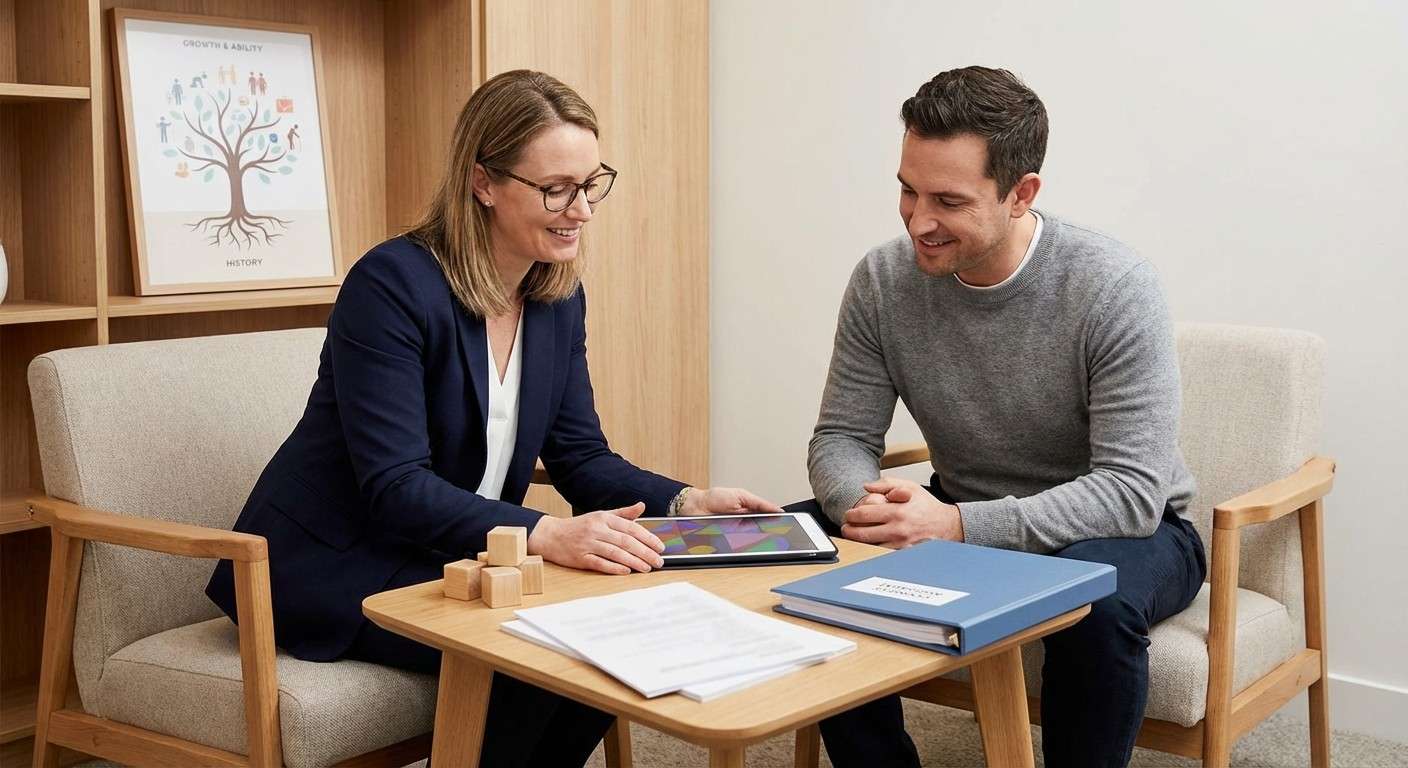 تصویری از یک درخت رشد که ریشه‌های آن نماد تاریخچه آزمون استنفورد-بینه و شاخه‌های آن نشان‌دهنده ارزیابی هوش از کودکی تا بزرگسالی است.