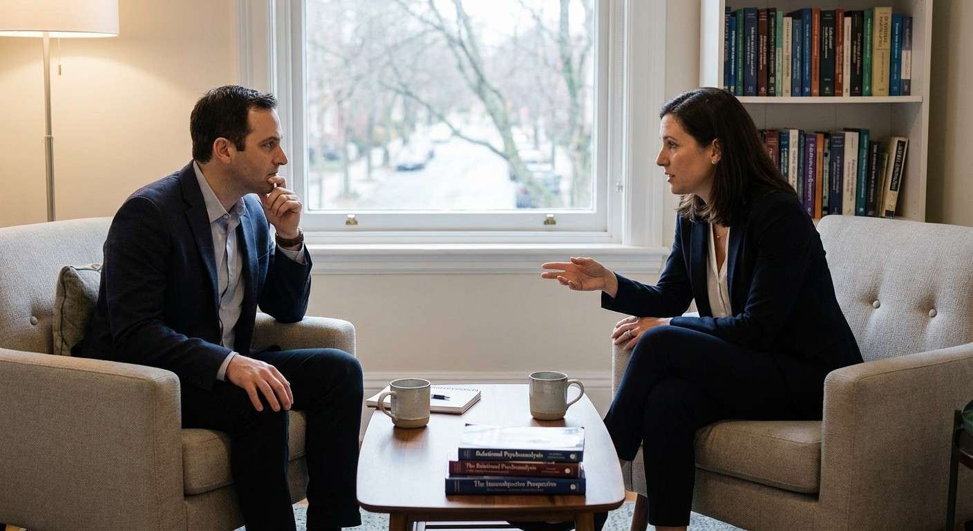 دو نفر در حال گفتگوی عمیق که نماد شکل‌گیری یک زمینه بیناذهنی مشترک است.