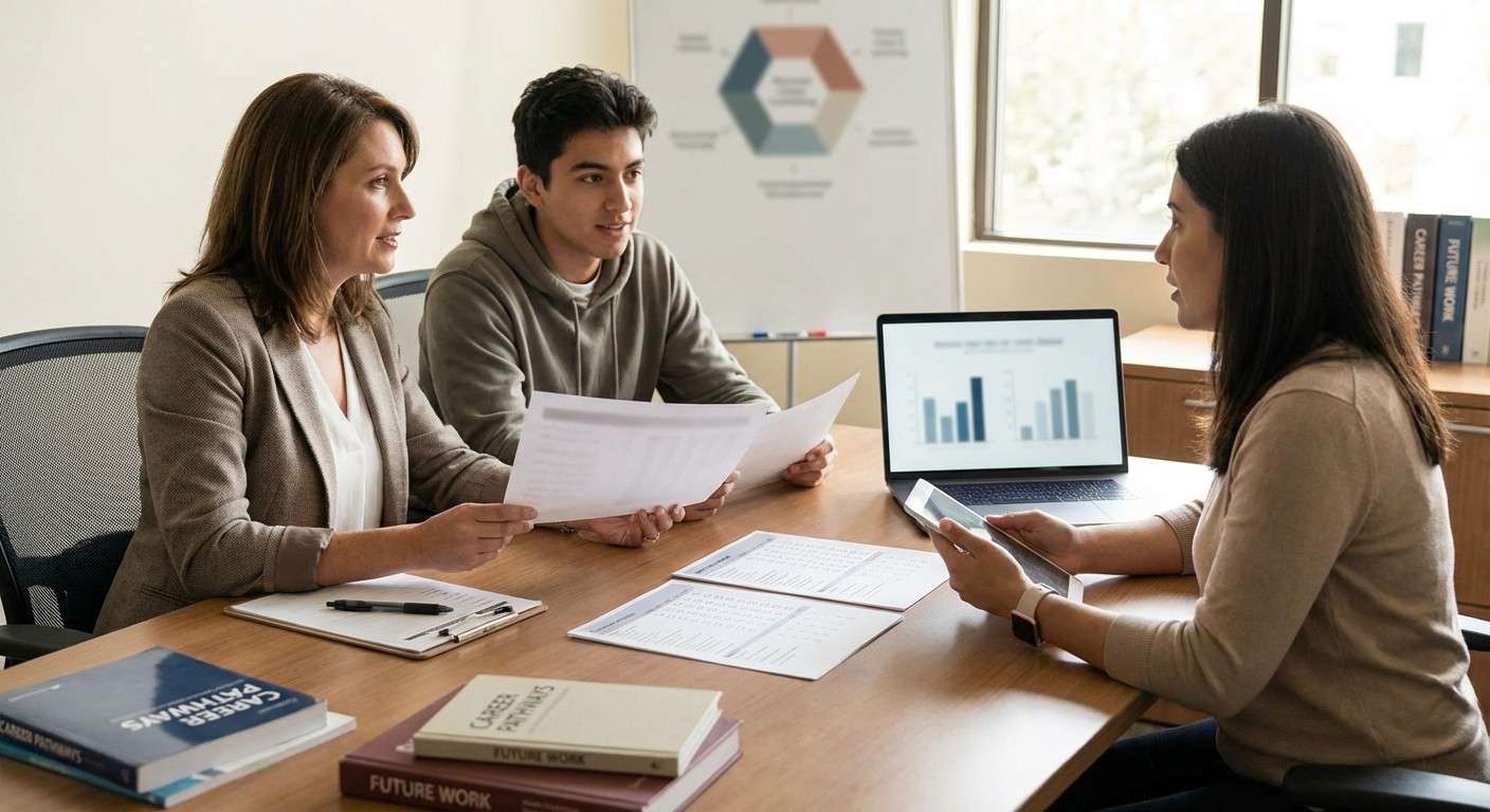 تصویر شش ضلعی مدل هالند که شش تیپ شخصیتی RIASEC را نمایش می‌دهد.