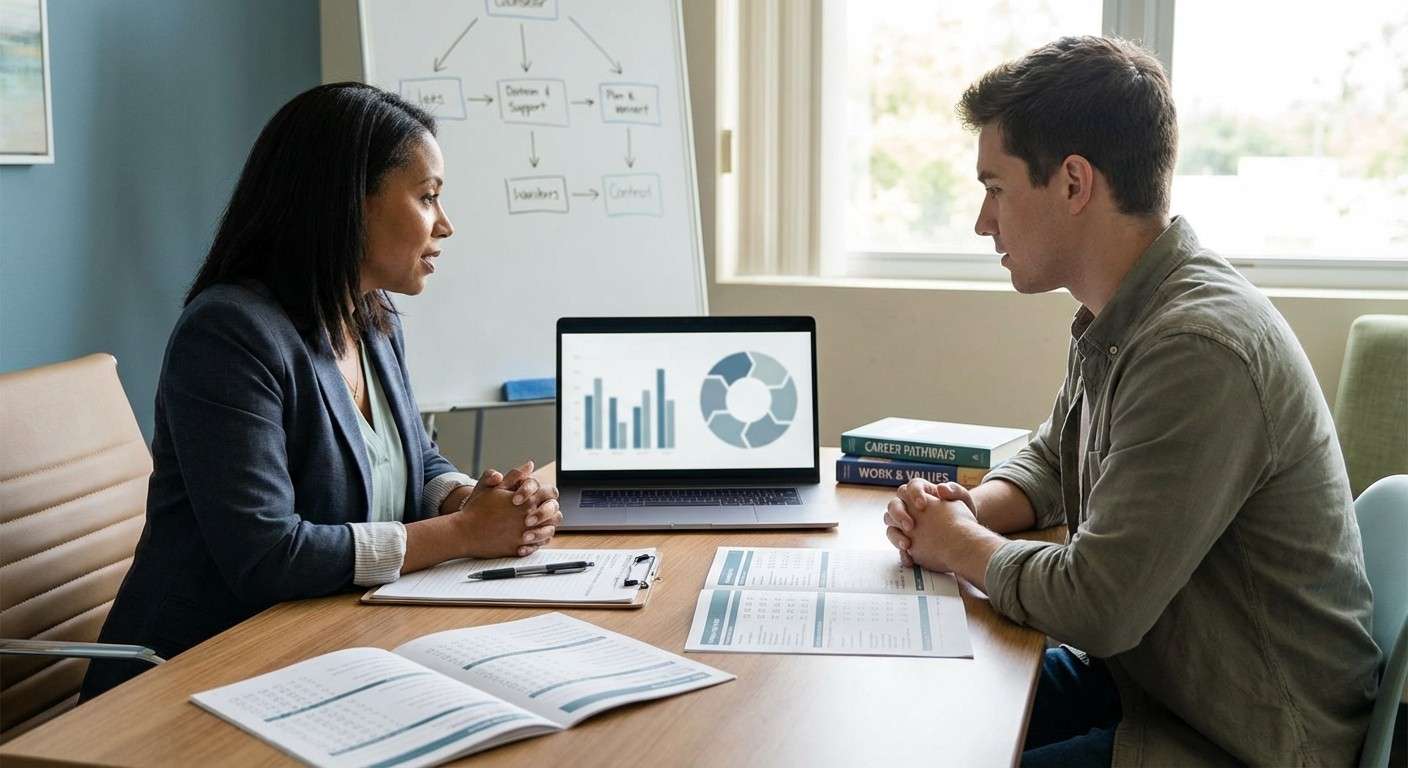 نمونه‌ای از یک پروفایل گزارش آزمون استرانگ که نمودارهای مختلف رغبت‌ها را نشان می‌دهد.