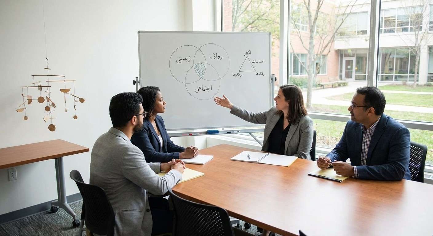 یک آویز متحرک (موبیل) که در آن هر قطعه با نخ به قطعات دیگر متصل است و حرکت یکی، بقیه را به حرکت در می‌آورد.