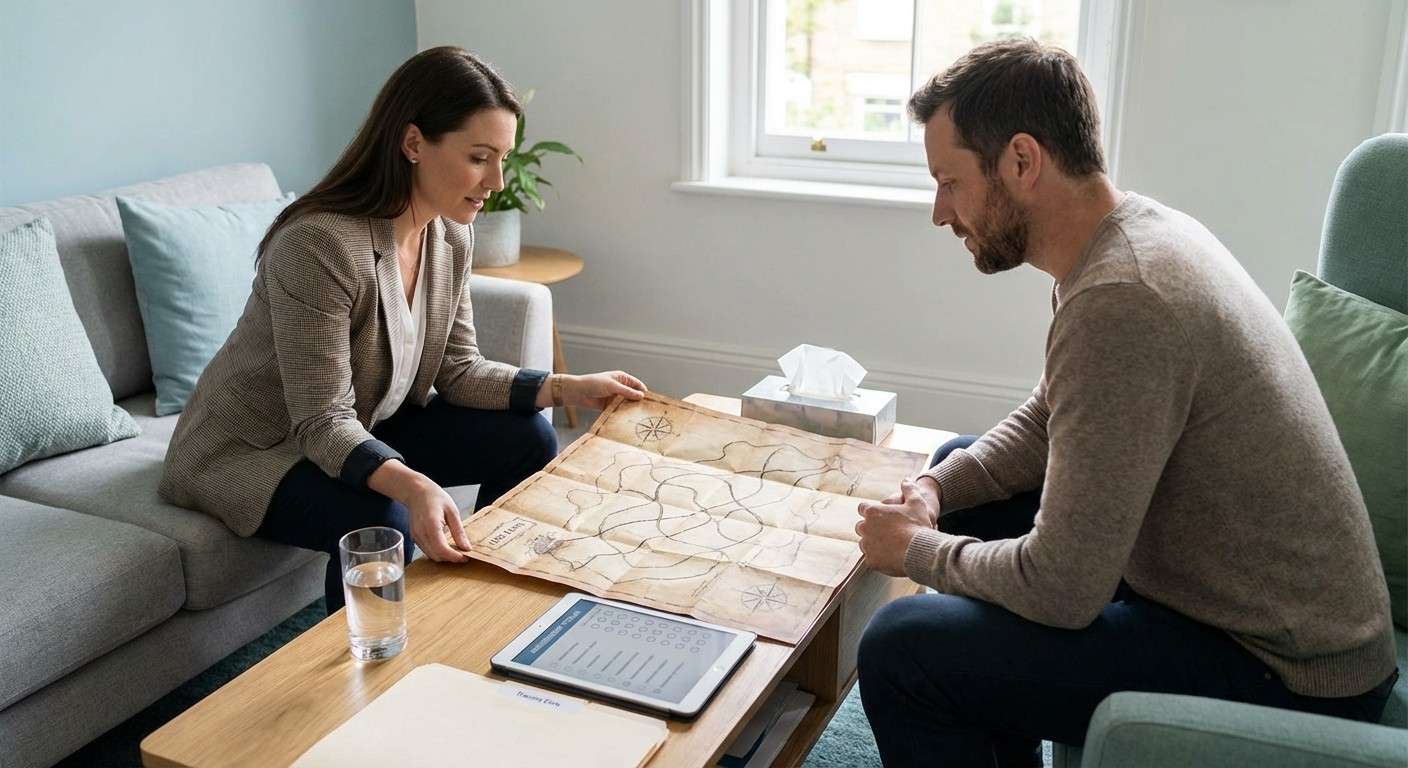 یک نقشه قدیمی که مسیرهای مختلف و پیچیده‌ای را نشان می‌دهد، نمادی از تاریخچه زندگی یک فرد.