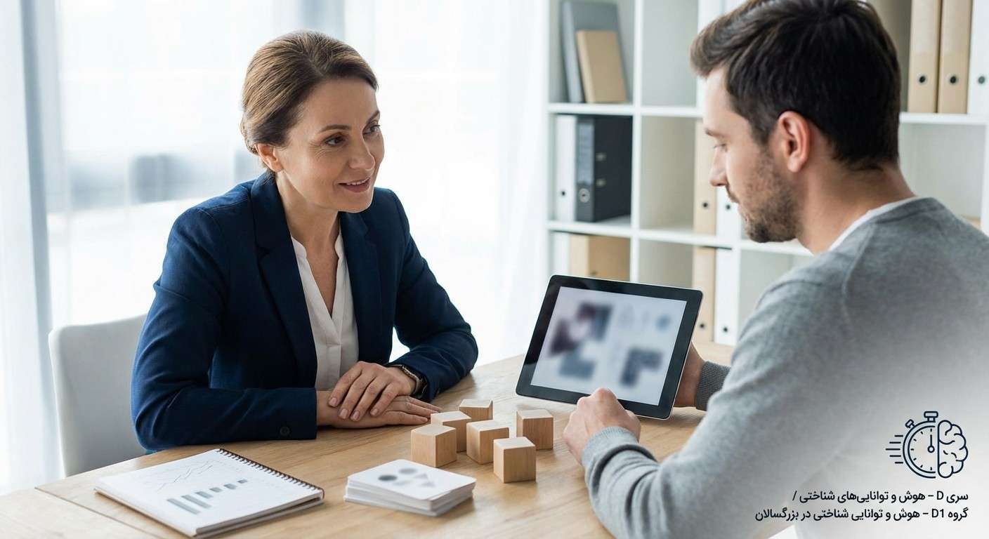 نماد یک آزمون هوش سریع و معتبر؛ یک کرونومتر در کنار نماد مغز که نشان‌دهنده سرعت و دقت آزمون WASI-II است.