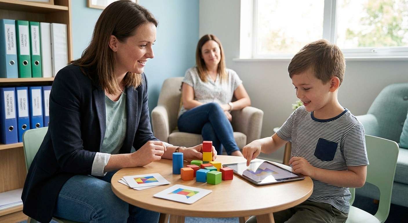 نمایی مفهومی از آزمون هوش وکسلر (WISC-V) که نشانگر پروفایل شناختی یک کودک است، نه فقط یک عدد IQ.