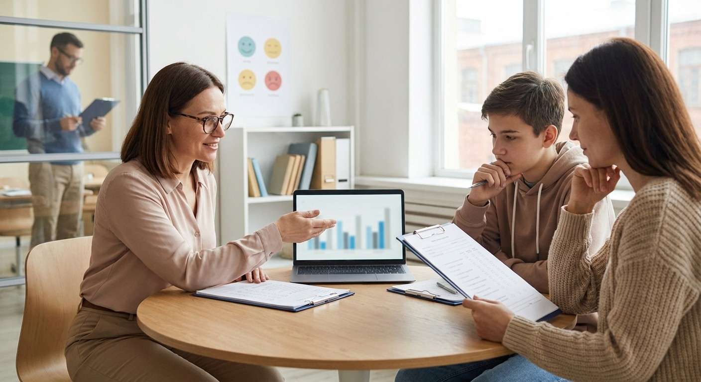 یک نمودار ون با سه دایره هم‌پوشان که دیدگاه والد، معلم و نوجوان را نشان می‌دهد و بخش منحصربه‌فرد دیدگاه نوجوان برجسته شده است.