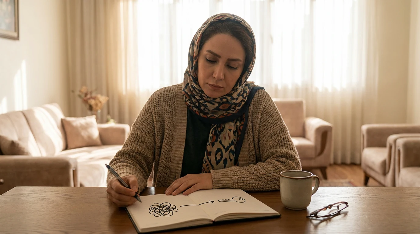 نمودار یک مسیر درمانی مسئلهمحور که از یک مشکل مشخص به یک راهحل عملی میرسد.