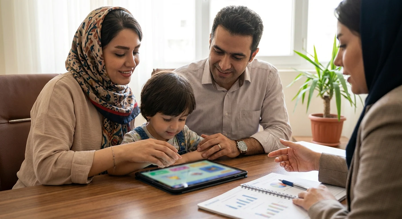 دست یک والد و یک کودک در کنار هم روی کیبورد، نمادی از راهنمایی و همراهی در دنیای دیجیتال.