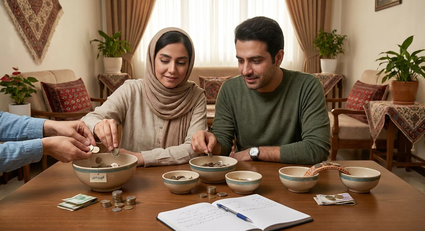 نمودار سه مدل مدیریت مالی مشترک برای زوجها: همه چیز مشترک، ترکیبی، و کاملا جدا.